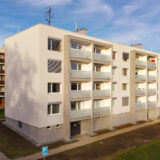 zateplený bytový dům v Rousínově, realizace 2025, diagonální pohled